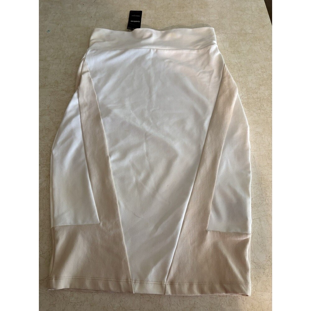 Bebe NWT White Tan Color Block Size XS Woman’s Pencil Stretch Skirt Retail $88
